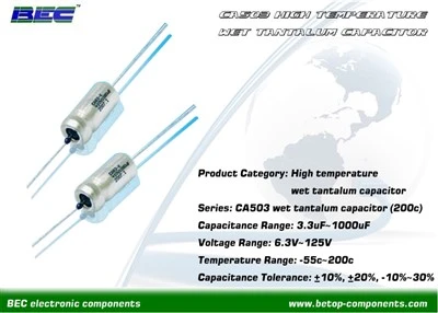 CA503 Axial Tantalum Capacitor dalam 200 darjah c